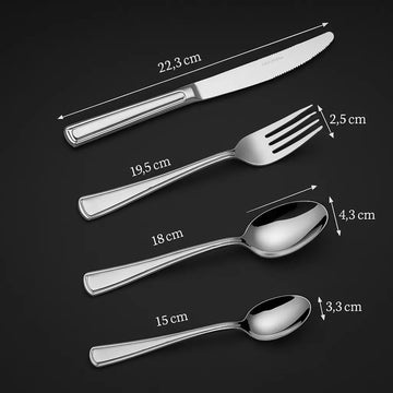 Mycookease 16-Piece Silver Tableware Set for 4 – Stainless Steel, Rust-Proof