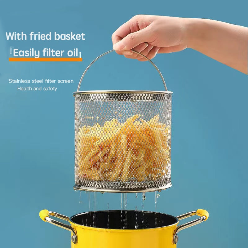 My Cook Ease 3.0L Mini Non-Stick Fryer Pan – Wheat Stone Pot, Double Bottom, Glass Lid for Frying & Boiling