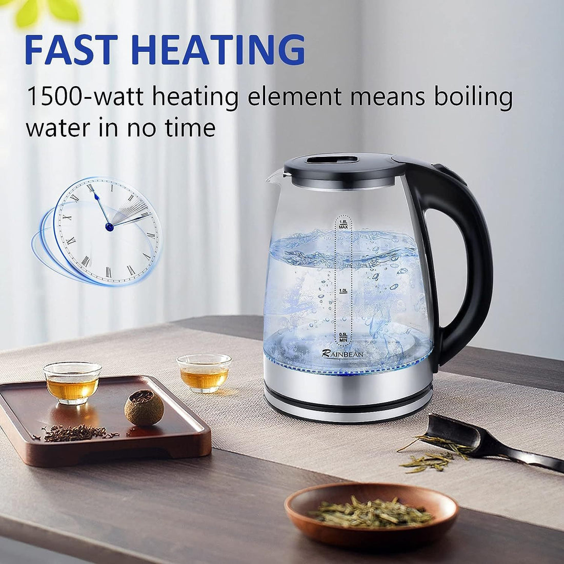 My Cook Ease Electric Kettle 1.8L – Glass Water Boiler with LED Light, Auto Shut-Off & Boil Dry Protection