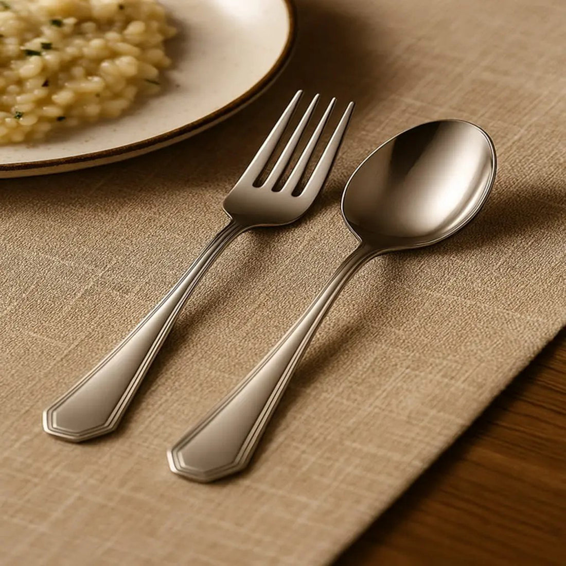 Mycookease 16-Piece Silver Tableware Set for 4 – Stainless Steel, Rust-Proof
