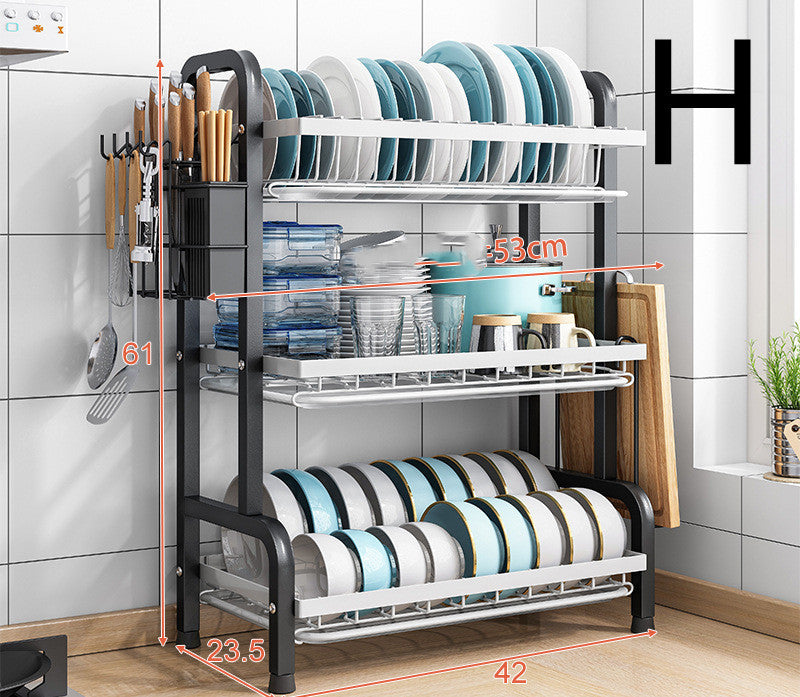 My Cook Ease 2-Tier Dish Drying Rack – Stainless Steel Countertop Organizer with Utensil Holder